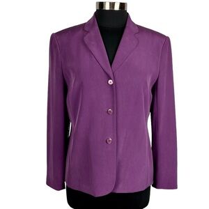 TALBOTS 90'S PURPLE SILK 3 BUTTON NOTCH COLLAR BLAZER JACKET